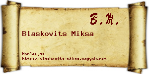 Blaskovits Miksa névjegykártya